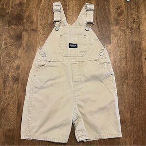 OshKosh B'gosh Tan Khaki Overalls Classic Bib Style 24 Months with Snaps